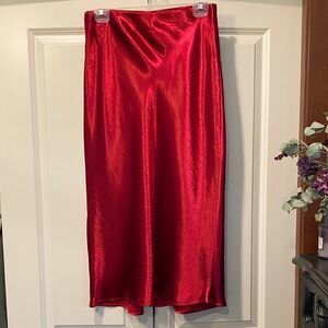 NWT A New Day/Target. Red Satin Midi Slip Skirt. Size Medium.